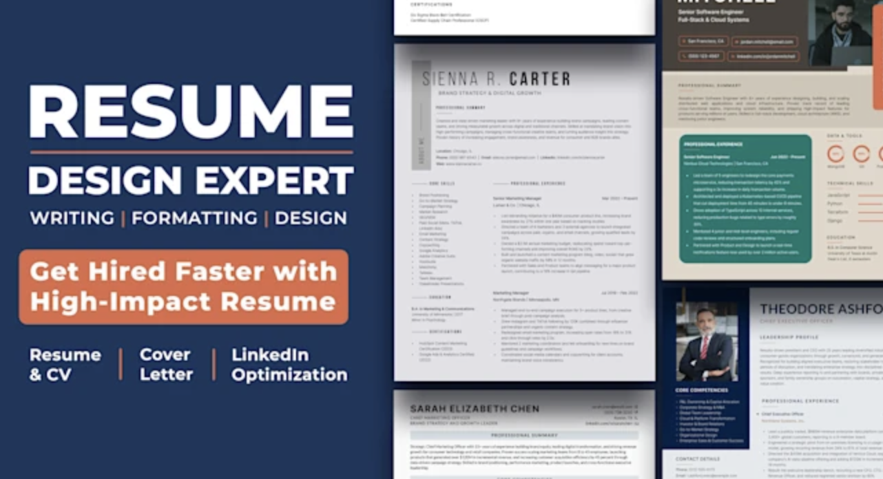 821I will write and design a professional CV, resume formatting, and custom cover l
